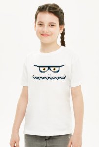 Pixel art - twarz potwora - styl retro - grafika inspirowana grą minecraft - dziewczynka koszulka