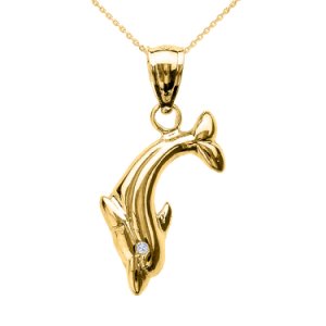 0.01ct Diamond Dolphin Pendant Necklace in 9ct Gold