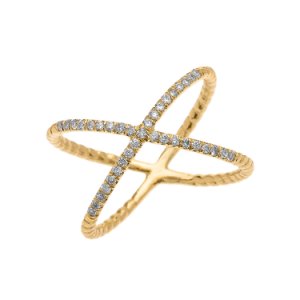 0.15ct Diamond Criss Cross Rope Design Twisted Rope Ring in 9ct Gold