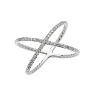 0.15ct Diamond Criss Cross Rope Design Twisted Rope Ring in 9ct White Gold