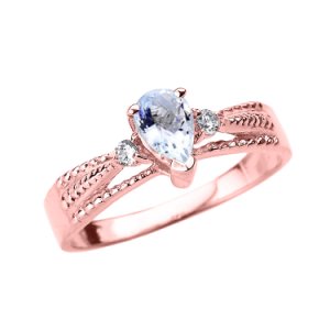 0.3ct Aquamarine and Diamond Engagement Ring in 9ct Rose Gold