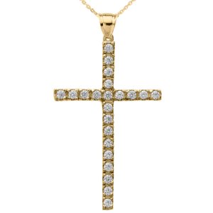 0.44ct Diamond Cross Pendant Necklace in 9ct Gold