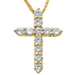0.77ct Diamond Cross Pendant Necklace in 9ct Gold
