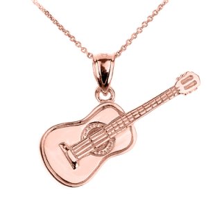 Acoustic Guitar Pendant Necklace in 9ct Rose Gold