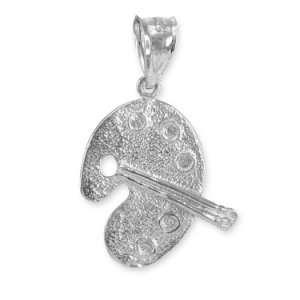 Artist Palette Charm Pendant Necklace in 9ct White Gold
