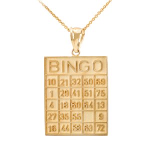 Bingo Card Tile Pendant Necklace in 9ct Gold