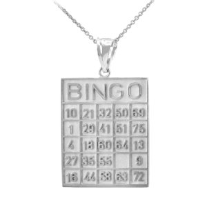 Bingo Card Tile Pendant Necklace in Sterling Silver