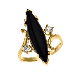 Gold Boutique - Black onyx and cz ring in 9ct gold