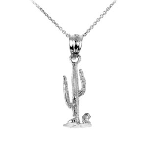 Gold Boutique - Cactus charm pendant necklace in sterling silver
