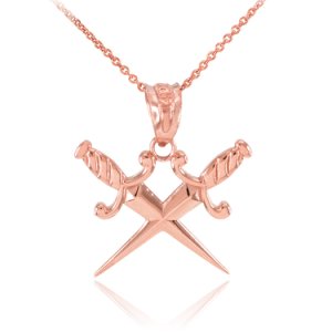 Crossed Daggers Pendant Necklace in 9ct Rose Gold