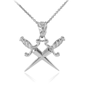 Crossed Daggers Pendant Necklace in Sterling Silver