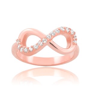 CZ Clear Infinity Ring in 9ct Rose Gold