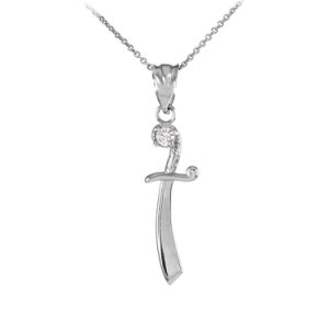 Gold Boutique - Cz scimitar sword pendant necklace in sterling silver