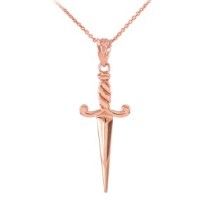 Dagger Knife Pendant Necklace in 9ct Rose Gold
