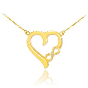 Diamond Infinity Heart Pendant Necklace in 9ct Gold