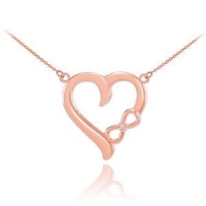 Diamond Infinity Heart Pendant Necklace in 9ct Rose Gold