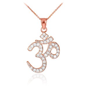 Gold Boutique - Diamond om (ohm) pendant necklace in 9ct rose gold
