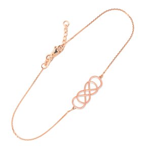 Double Knot Infinity Bracelet in 9ct Rose Gold