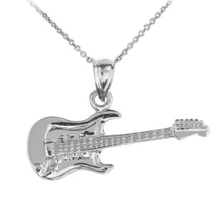 Electric Guitar Pendant Necklace in Sterling Silver