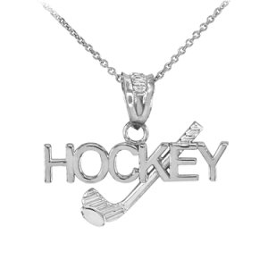 Hockey Charm Pendant Necklace in Sterling Silver