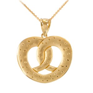 Love Heart Pretzel Pendant Necklace in 9ct Gold