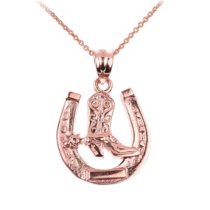Gold Boutique - Lucky horseshoe charm pendant necklace in 9ct rose gold