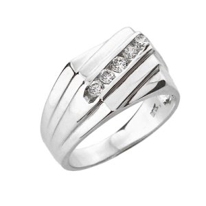 Men's 0.25ct Diamond Channel Set Ring in 9ct White Gold