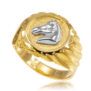 Men's Horse Head Ring in 9ct Gold