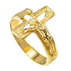 Open Crucifix Cross Ring in 9ct Two-Tone Gold