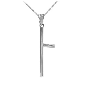 Police Nightstick Baton Pendant Necklace in Sterling Silver