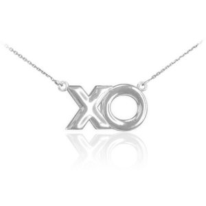 XO Hugs and Kisses Pendant Necklace in 9ct White Gold