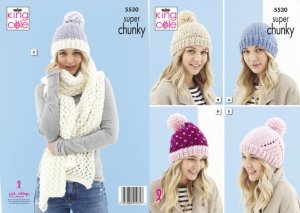 Hats and Scarf in King Cole Timeless Super Chunky (5530)