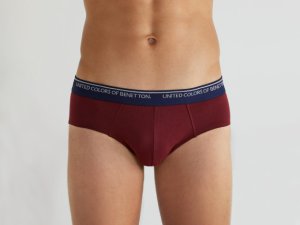 Benetton, Underwear In Organic Cotton, size S, Burgundy, Men