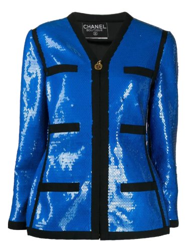 Chanel Damen Jacken Blue Silk