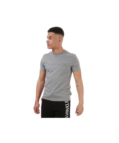 Calvin Klein Mens Multi Embroidery T-Shirt Grey Min Cotton - Size M