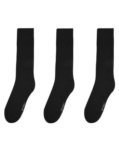 Firetrap Mens 3 Pack Formal Socks Elasticated Cuffs Ankle Secure Fit Footwear - Black Cotton - Size 12