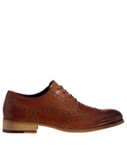 Firetrap Mens Spencer Laced Fastening Padded Insole Smart Formal Shoes - Tan Leather - Size 7.5