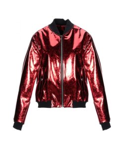 Gareth Pugh Womens Red Faux Leather Bomber Jacket - Size 6
