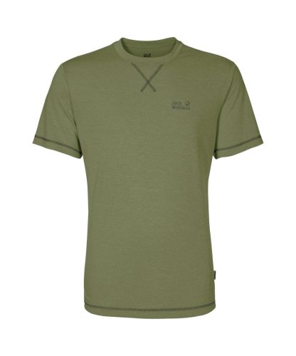Jack Wolfskin Crosstrail Mens T-Shirt Khaki - L Green - Size M
