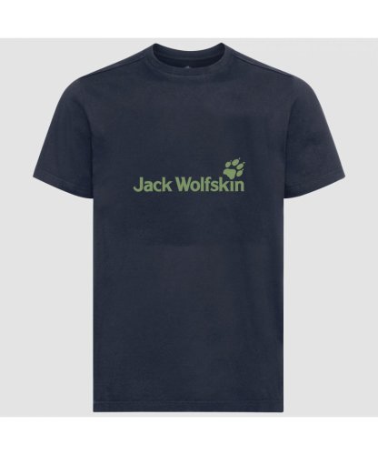 Jack Wolfskin Logo Mens T-Shirt Navy Blue - L Cotton - Size L