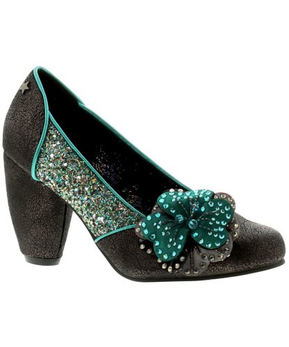 Joe Browns Couture sassy couture womens ladies heels court shoes pewter/teal - Grey Micro Fibre - Size 3