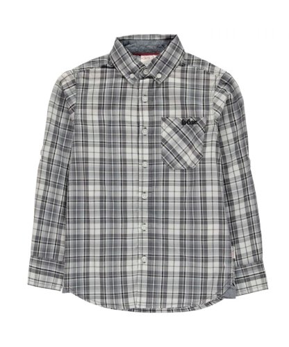 Lee Cooper Kids Long Sleeve Checked Shirt Junior Boys Chest Pocket Top - Multicolour Cotton - Size 9-10Y