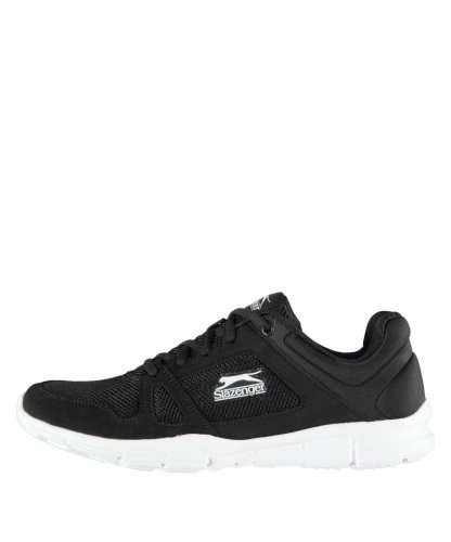 Slazenger Mens Force Mesh Running Shoes Lace Up Memory Lightweight Breathable - Black/White Textile - Size 9
