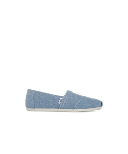 Toms Womenss Classics Chambray Espadrille Pumps in Blue Textile - Size 3