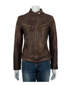 Woodland Leathers Womens Ladies Classic Brown Biker Jacket - Size 22