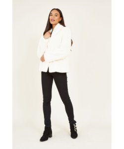 Yumi Womens Ivory Short Wrap Faux Fur Coat - Size 14