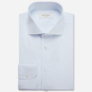 Camicia quadri piccoli azzurro 100% puro cotone popeline giza 87, collo stile francese