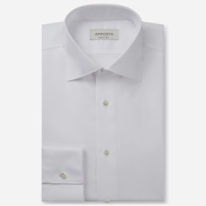 Camicia tinta unita bianco 100% cotone wrinkle free oxford doppio ritorto, collo stile semifrancese