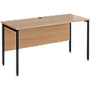 Rectangular Straight Desk Beech Wood H-Frame Legs Black Maestro 25 1400 x 600 x 725mm