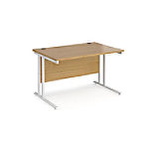 Rectangular Straight Desk Oak Wood Cantilever Legs White Maestro 25 1200 x 800 x 725mm
